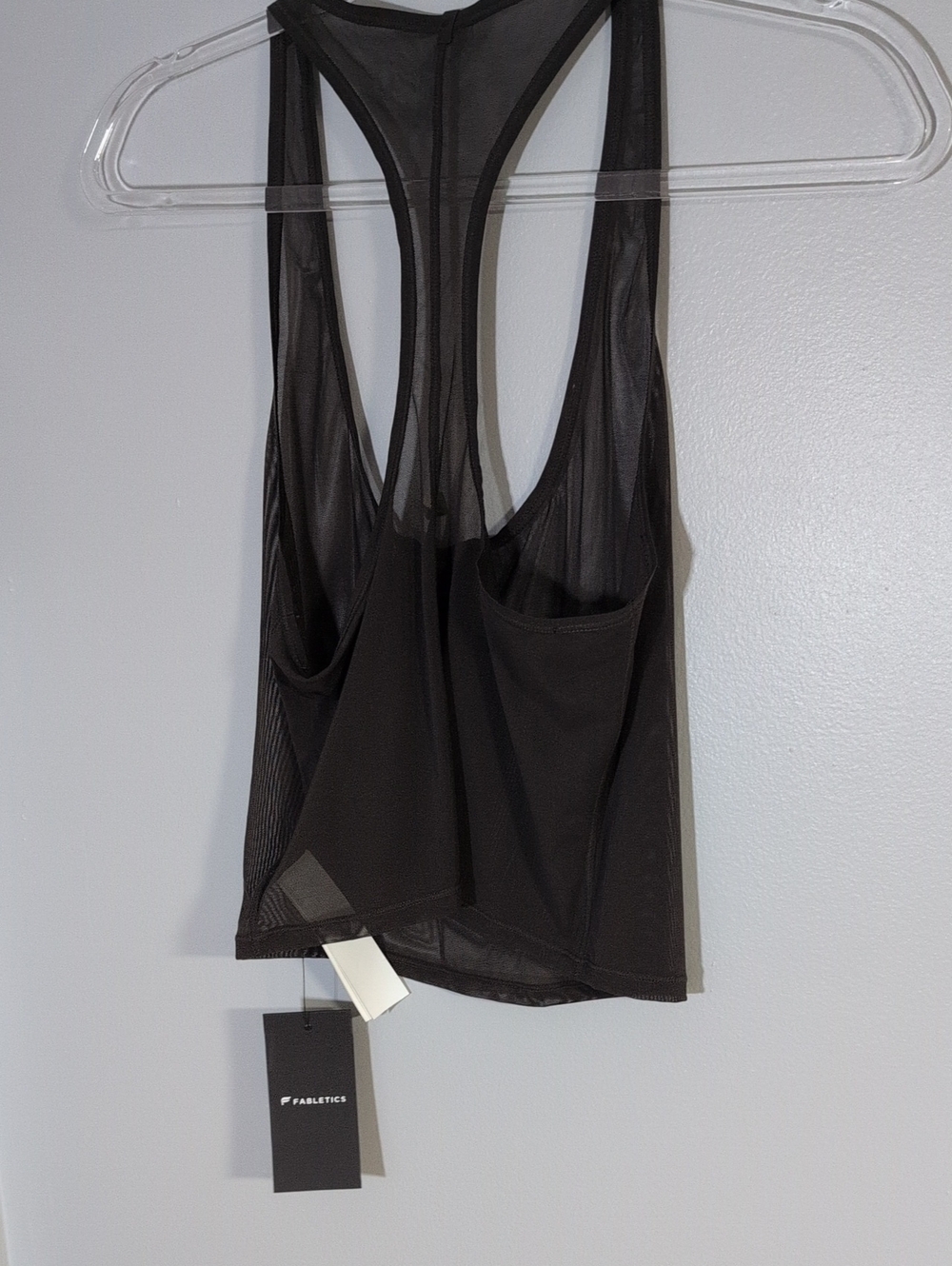 Fabletics Black Sheer Racerback Mesh Crop Tank - Picture 4 of 4